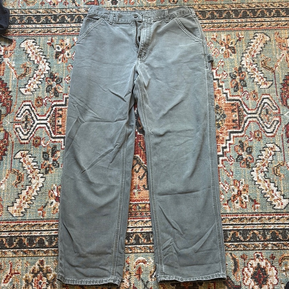 Carhartt Green Cargo Pants Relaxed Fit Cotton Blend